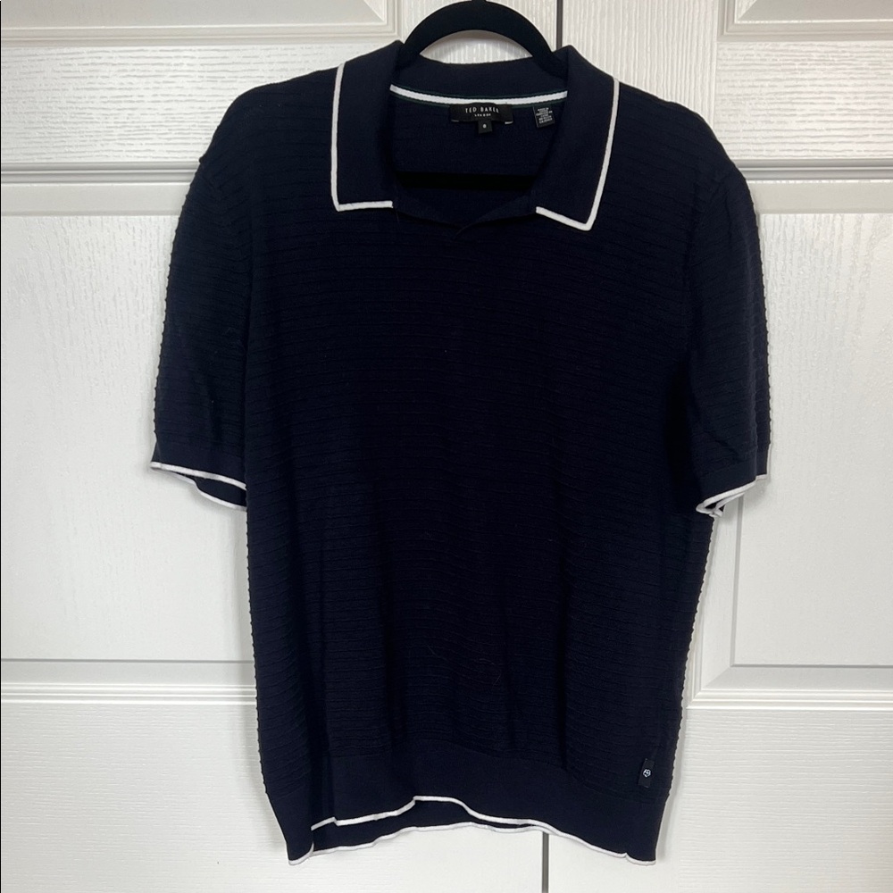 Ted Baker Navy Polo with White Piping